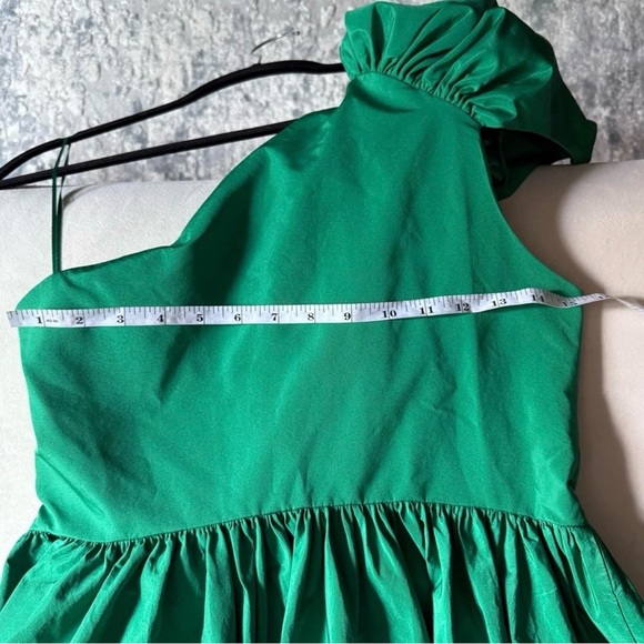 NWT Pinko Green One Shoulder Bow Mini Dress Designer Cocktail Party - Picture 4 of 8
